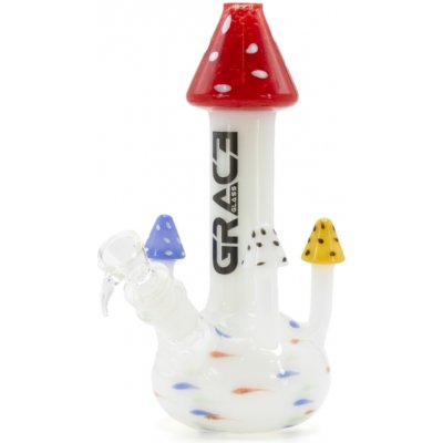 Grace Glass Bong Magic Mushrooms červený vršek 24,5 cm – Hledejceny.cz