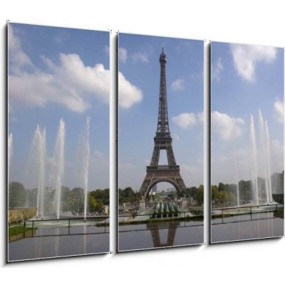 Obraz 3D třídílný - 105 x 70 cm - The Eiffel tower from Trocadero in Paris Eiffelova věž z Trocadéra v Paříži – Zboží Mobilmania