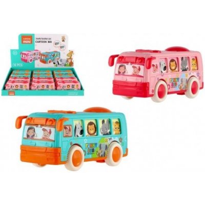 Teddies Autobus pro nejmenší plast 12cm na setrvačník 2 barvy