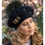 Krumlovanka dámský baret s bambulí W-0149/018 černý – Hledejceny.cz