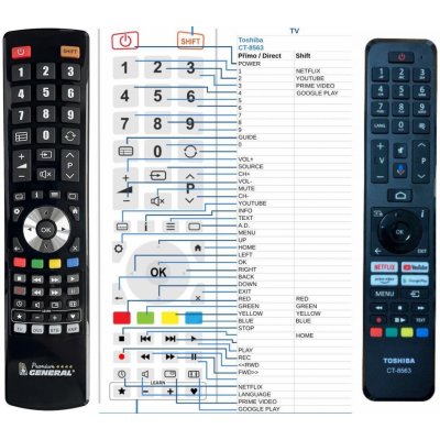 Dálkový ovladač General TOSHIBA CT-8563 – Zboží Mobilmania
