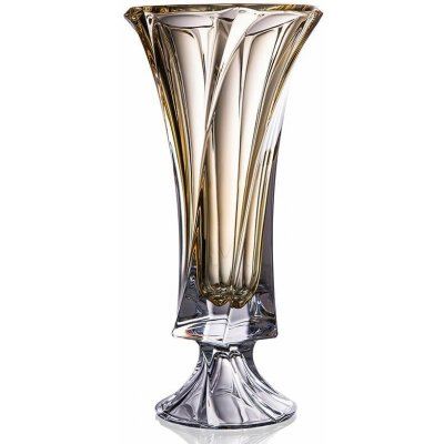Aurum Crystal BOHEMIA MOZART VÁZA NA NOZE 400MM JANTAROVÁ – Hledejceny.cz