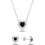 Olivie stříbrná sada ČERNÉ SRDCE 4359 – Zboží Dáma