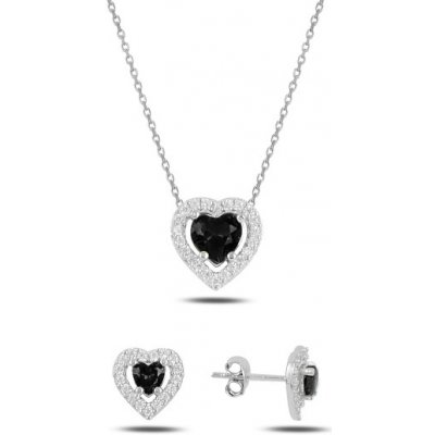Olivie stříbrná sada ČERNÉ SRDCE 4359 – Zboží Dáma