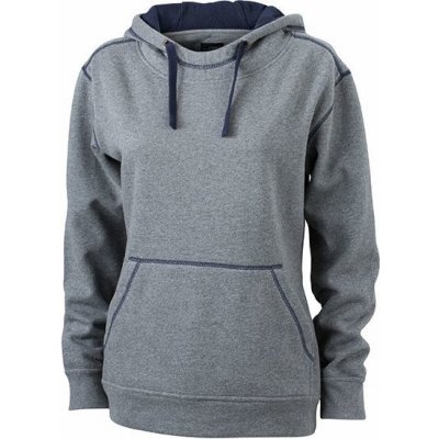 Dámská mikina Lifestyle hoody JN960 Melír šedý modrá námořní – Zboží Mobilmania