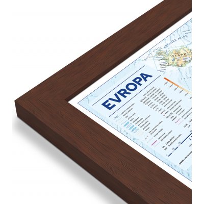 Excart Maps Evropa - nástěnná obecně zeměpisná mapa (ČESKY) 140 x 98 cm Varianta: mapa v dřevěném rámu, Provedení: Pegi višeň – Zbozi.Blesk.cz