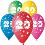Balónky nafukovací průměr 30cm – potisk číslice "20"