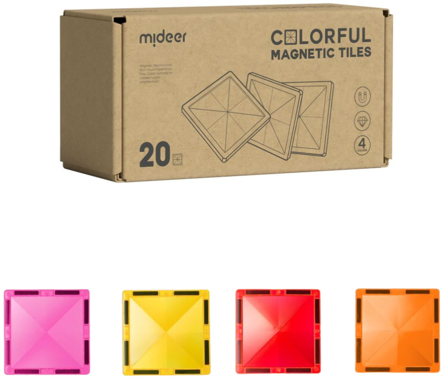 MiDeer Magnetické čtverce hřejivé barvy 20 ks