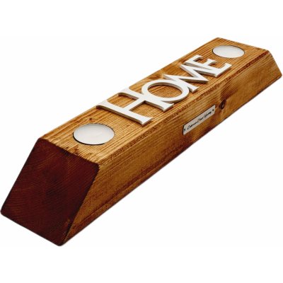 Dekorace Dřevo výrobky Dřevěný svícen zkosený (boční kraje) motiv HOME - 44 x 8 x 6 cm – Zboží Mobilmania