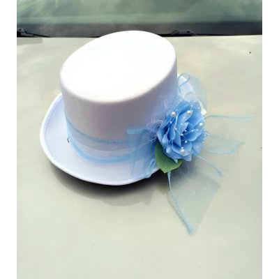 Cylindr bílý na auto se sv.modrou růží – Zboží Mobilmania
