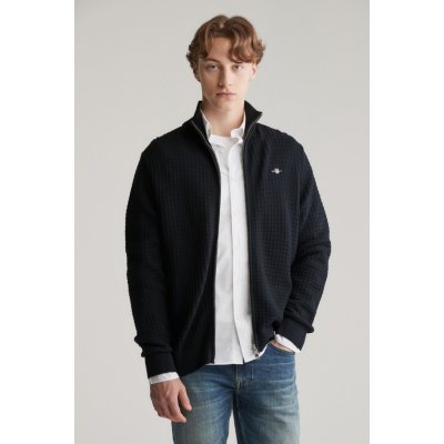Gant Cotton Textured Zip Cardigan Black – Zboží Dáma