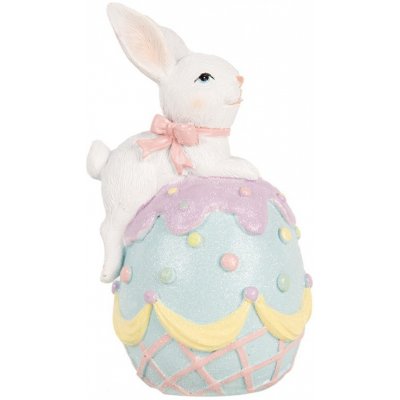 Dekorace králík s mašlí na modrém vajíčku 9*9*17 cm – Hledejceny.cz