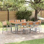 OMAXI 817229 Zahradní jídelní souprava 9 pcs Šedo-hnědá 200 x 90 x 75 cm – Hledejceny.cz