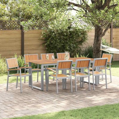 OMAXI 817229 Zahradní jídelní souprava 9 pcs Šedo-hnědá 200 x 90 x 75 cm – Hledejceny.cz