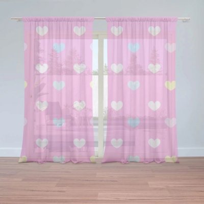 Záclony Srdce na růžové: 2 ks - 150x250 cm - Sablio – Hledejceny.cz