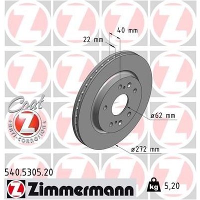 Brzdový kotouč ZIMMERMANN 540.5305.20 | Zboží Auto