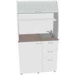 OFFICE PRO HOBIS kuchyň s dřezem, baterií a lednicí, pravá - KU 3 3 P, bílá, šedá roleta – Zbozi.Blesk.cz