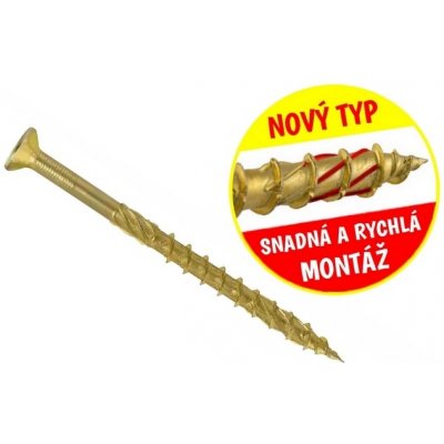 Konstrukční vrut do dřeva KLIMAS 8x100 TORX zápustná hlava TX40 žlutý Zn (50 ks v balení) – Hledejceny.cz