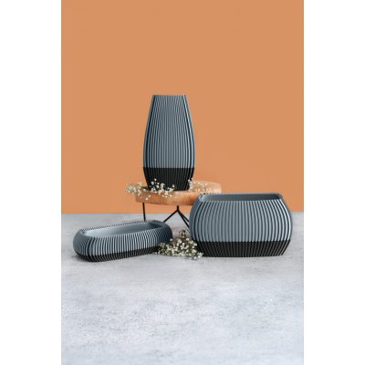 Fiedler Design SET TANATO - Set tvoří miska, květináč a váza, černá-šedá – Hledejceny.cz