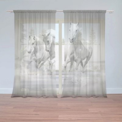 Záclony Bílí koně: 2 ks - 150x250 cm - Sablio – Hledejceny.cz