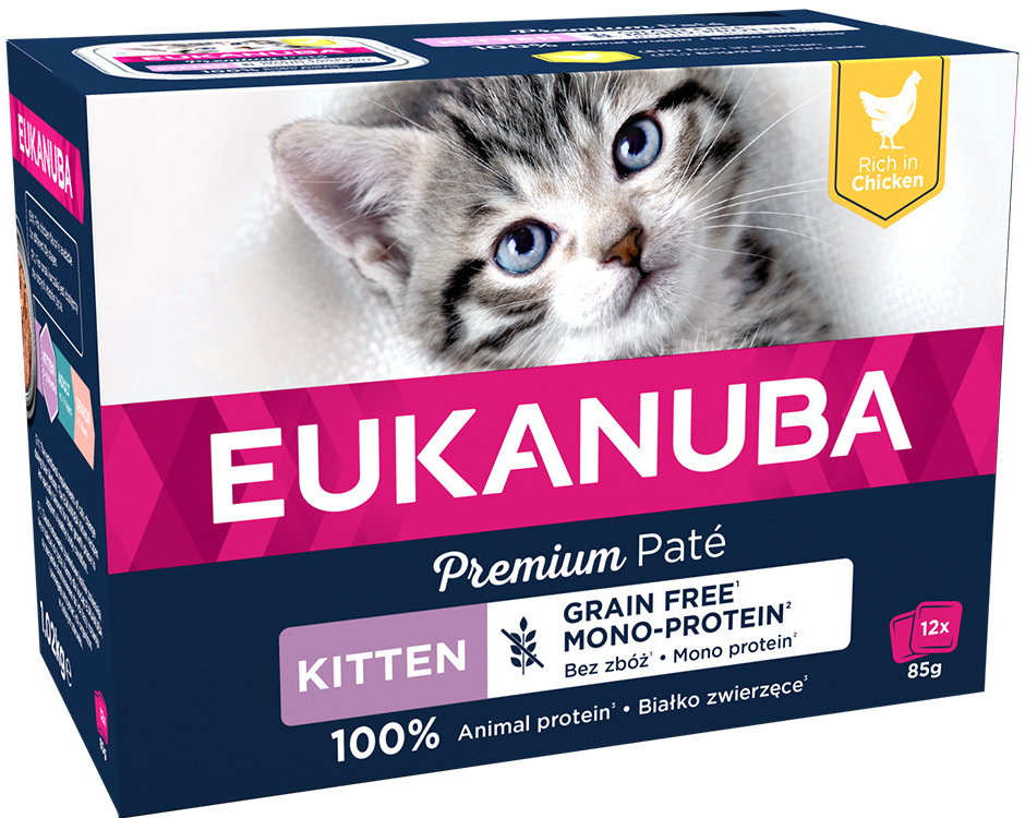 Eukanuba Kitten bez obilovin kuřecí 48 x 85 g