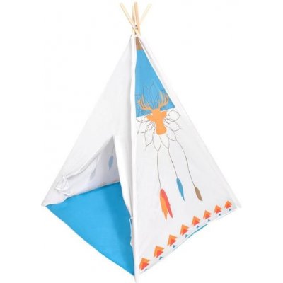 EcoToys indiánský stan teepee bílo-modrý 8177 – Zboží Mobilmania