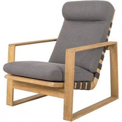 Cane-line Nízké s vysokou zádovou opěrkou Endless Soft Cane-line 99x76x90 cm rám teak lankový výplet barva dark grey sedáky venkovní látka AirTouch grey – Zboží Mobilmania