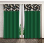 Zelený květovaný středně zatemňující závěs zelená Šírka 140 cm | Dĺžka 250 cm Středně zatemňovací závěsy Žabky, háčky nebo tyč Polyester – Zboží Dáma