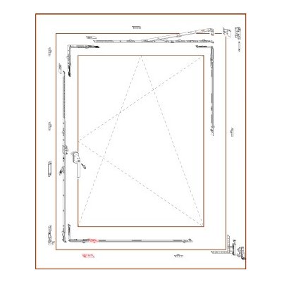 MACO celoobvodové kování pro jedno-křídlo PVC 450-750 mm x 1200-1850 mm Dorn 15 mm vlevo – Sleviste.cz