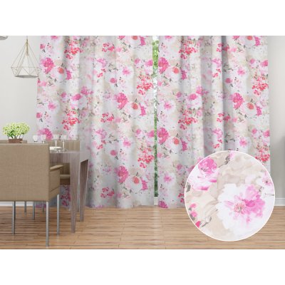 Biante Dekorační závěs PM-030 Růžové malované květy 145x140 cm – Hledejceny.cz