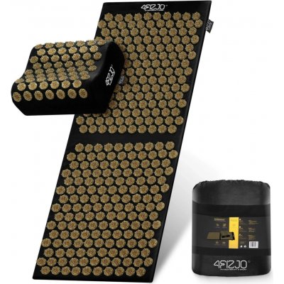 4FIZJO Velká akupresurní podložka s ergonomickým polštářkem 110 x 42 cm černozlatá – Sleviste.cz