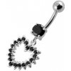 Piercing Šperky4U stříbrný piercing do pupíku černé zirkony BP01004-K