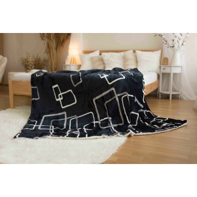 Jerry Fabrics Deka s beránkem mikroplyš Čtverce černobílé – Zboží Dáma