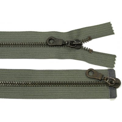 WICO Kovový zip no.5 rozepínací dvoucestný 70cm (staromosazné zoubky) - více barev Barva: khaki – Hledejceny.cz