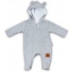 Baby Nellys Kojenecký teplákový overal s kapucí Teddy šedý – Zboží Mobilmania