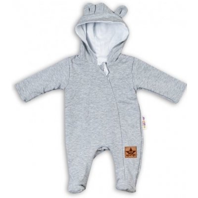Baby Nellys Kojenecký teplákový overal s kapucí Teddy šedý – Zboží Mobilmania