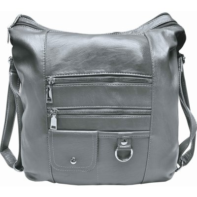 Středně šedý kabelko-batoh 2v1 s kapsami