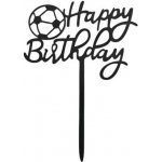 Dortisimo Zápich do dortu černý Happy Birthday s fotbalovým míčem – Zboží Mobilmania
