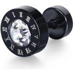 Šperky eshop falešný piercing do ucha z oceli čirý zirkon římské číslice černá AB30.30 – Sleviste.cz