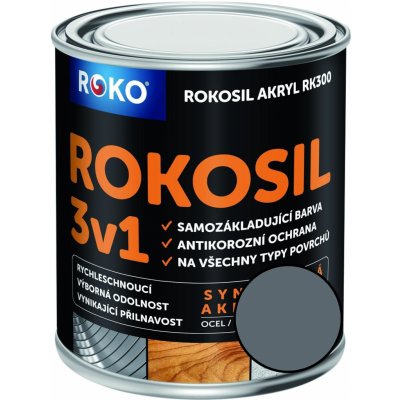 Rokosil 3v1 akryl RK 300 1100 šedá střední 0,6L – Sleviste.cz