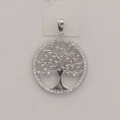 KA 2696ZEMW Zlatý přívěsek se zirkony strom života z bílého zlata – Zboží Dáma