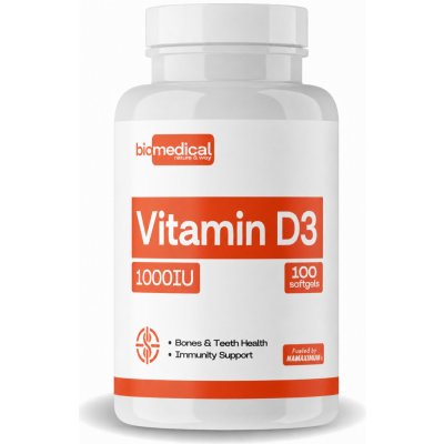 BioMedical Vitamin D3 1000IU softgely 100 Softgels – Hledejceny.cz