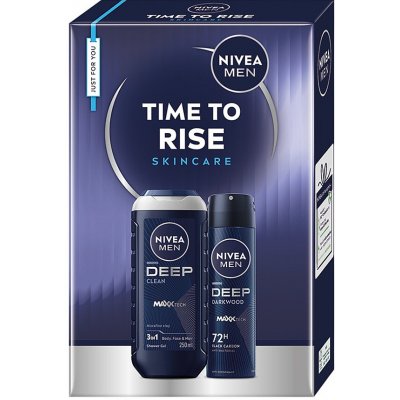 Nivea Men Deep sprchový gel pro muže 250 ml + Deep antiperspirant ve spreji pro muže 150 ml kosmetická sada – Hledejceny.cz