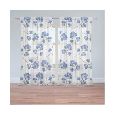 Sablio Záclony Modré kvítí : 2ks 150x250cm – Hledejceny.cz
