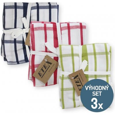 Etex Sada bavlněných utěrek U03 modrá / zelená / červená 9 ks – Zboží Mobilmania