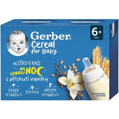 Gerber Cereal mlíčko s kaší na dobrou noc vanilka 2 x 200 ml – Zboží Dáma