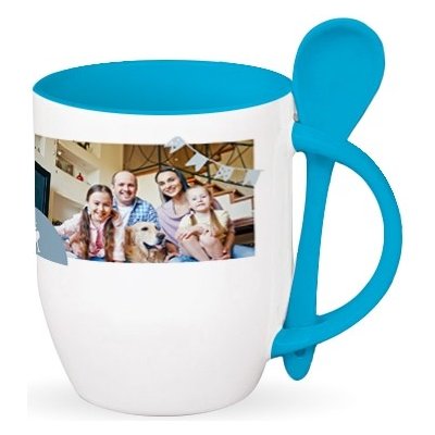 Empikfoto hrnek se lžičkou s vlastní fotografií Rodinné setkání modrý 330 ml – Zboží Mobilmania