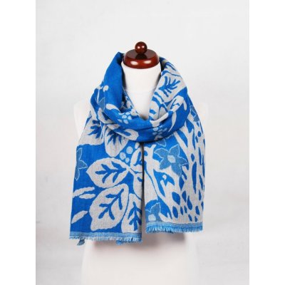 Šála z merino vlny modro-smetanová – Sleviste.cz