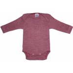 Dětské body z merino vlny bavlny a hedvábí Cosilana s dlouhým rukávem vínový melír – Zboží Mobilmania