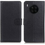Litchi PU kožené peněženkové pouzdro na mobil Huawei Nova 8i/Honor 50 Lite - černé – Hledejceny.cz